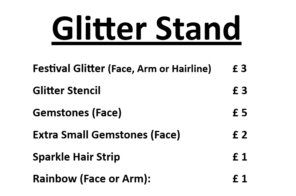 Glitter stand price list