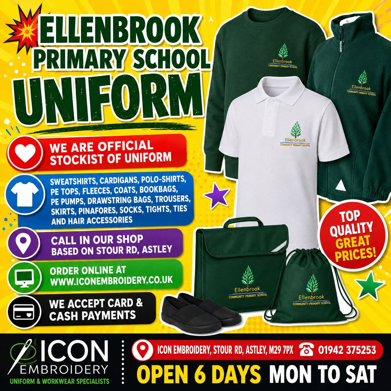 Icon Embroidery Ellenbrook Primary School uniform information