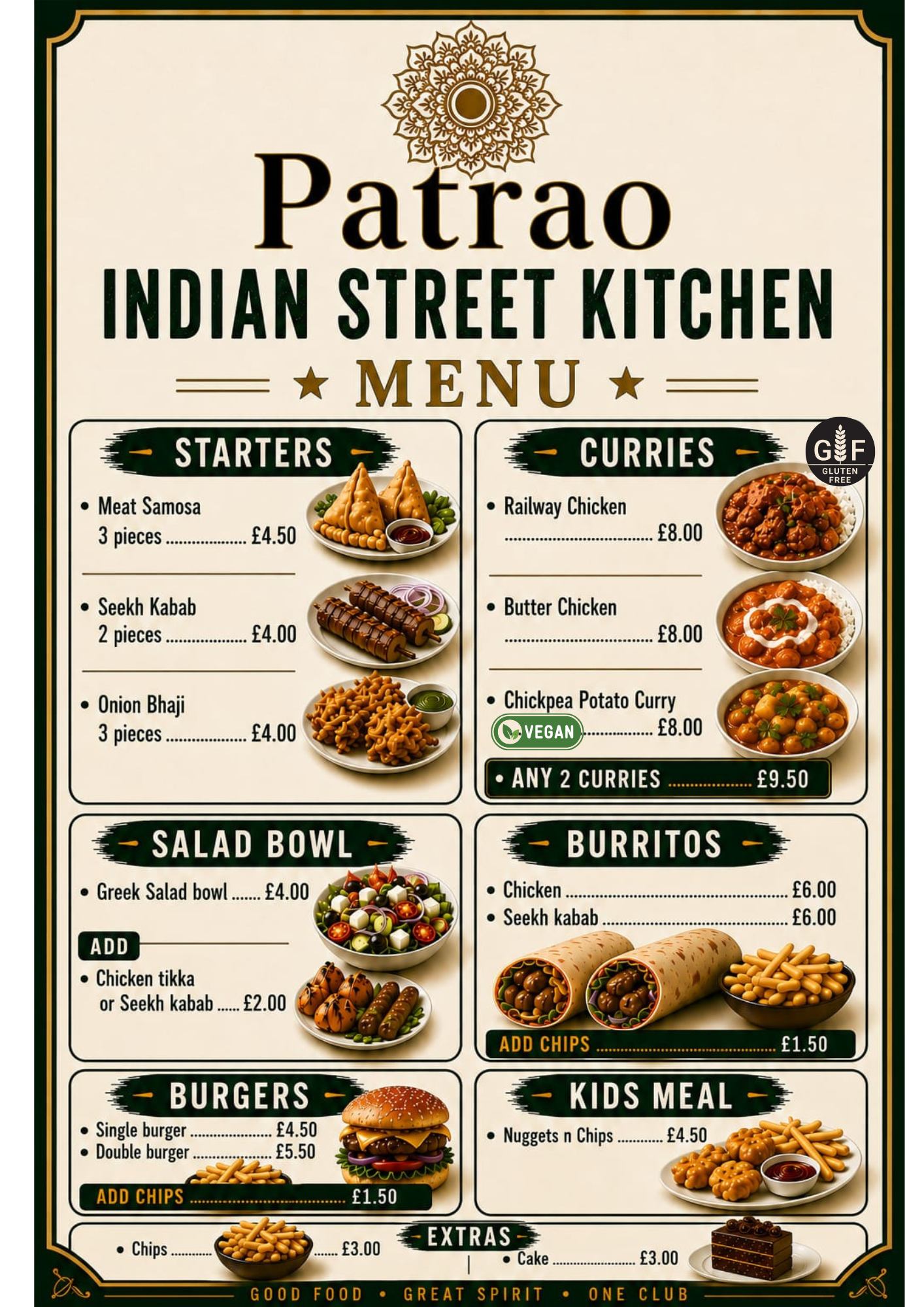 Patrão Indian Street Kitchen menu